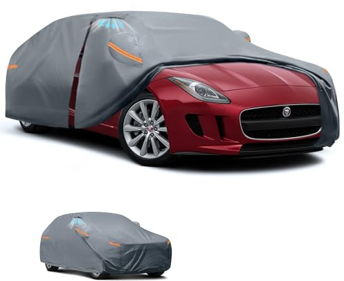 Tozaroa Car Cover for Jaguar F Type(2013-2026)100% Waterproof Breathable, Outdoor Full Exterior Covers All Weather Protection Rain Sun Dust with Zip and Cotton(Black)