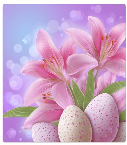 Mexpekil Adesivo decorativo per lavastoviglie con uova di gigli rosa pasquali, 53 x 66 cm, adesivo decorativo per lavastoviglie per porta d'ingresso, impermeabile, pannello magnetico per
