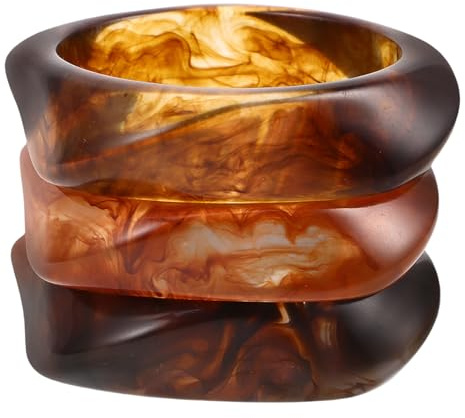 BESPORTBLE Pulsera Geométrica Ancha de Resina Gruesa en 3 Piezas Ámbar Rojo Marrón y Café Claro Brazaletes Irregulares Vintage para Mujer Joyas Bohemias Cómodas para Uso Diario