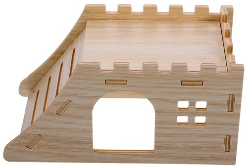 BATHVEVE Kleiner Rattenkäfig Versteck mit Doppelter Etage und Rampe Sicheres Hamsterversteck für Kaninchen und Kleine Tiere als Hamsterkäfig Dekor