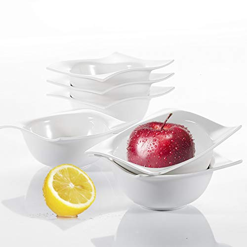vancasso Lolita Cuencos de Porcelana Cuencos de Cereal de 6 Piezas, Tazón de Cereal, Tazón de Desayuno Fuente de Postre, Marfil Blanco