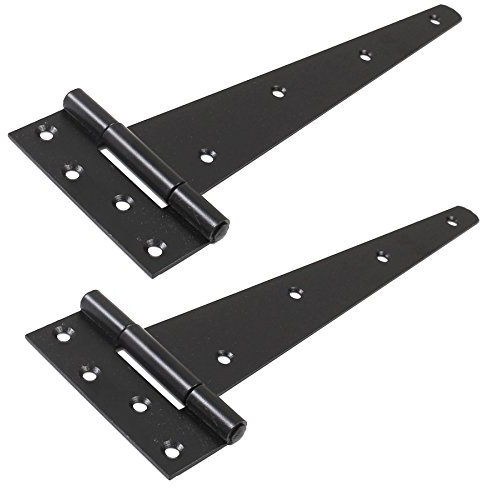 2X Black 14/350mm Heavy Duty Tee Hinges - Long Gate/Shed/Door T Hinges