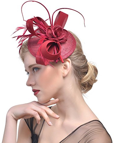 xwanli Elegante Blumen Mesh Netz Schleier Feder Fascinator Haar Klipp Hut Hochzeit Cocktail Stirnband und Einem geteilten Clip Cocktail Tea Party Headwear für Mädchen und Frauen