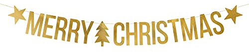 Schriftzug Banner Merry Christmas Gold metallic 10,5x150cm GRL53-019M