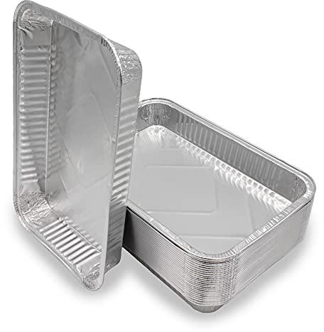 Mamatura XL Aluschalen [Aluschalen groß] 25x Grillschale Alu, Aluminium Schale, Tropfschale Grill, Weber |groß | Schale, groß 32 x 22cm