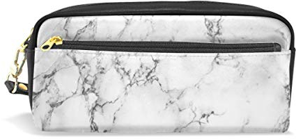 HMZXZ RXYY Federmäppchen Marmor Textur Schwarz Weiß für Student Groß Kapazität Reißverschluss PU Leder Mäppchen Schreibwaren Kosmetik Makeup Tasche für Mädchen Jungs Frauen