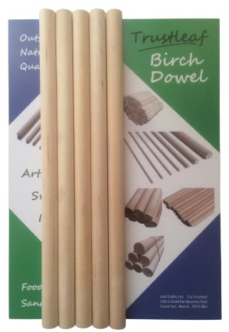 Trustleaf 16mm x 30cm Birch Hardwood Wooden Dowels (5 Dowels)