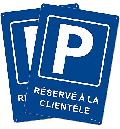 Andchi 2-pièces de Stationnement Réservé au Client - Panneau en Métal en Aluminium Antirouille de 1 mm, Plaques de Couleur Résistantes au Changement, 250 mm x 350 mm
