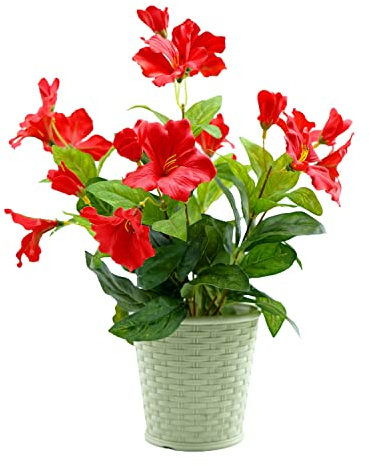 5 Sträuße mit künstlichen Azaleen-Blumen, festlich, für Zuhause, Büro, Innen- und Außenbereich, Garten, schöne Dekoration, Blumenstrauß (rot)