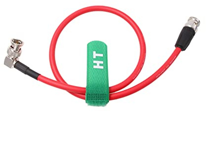 HangTon 12G SDI Raw 4K 60p Video Kabel rechtwinklig auf gerade BNC 75 ohm Koaxial abgeschirmt für Sony Alexa DSMC2 Kamera Blackmagic SmallHD Atomos Monitor (50cm, Rot)