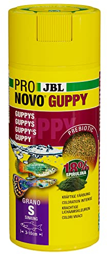 JBL PRONOVO GUPPY GRANO, Fischfutter-Granulat, Klickdosierer, Größe S, 250ml