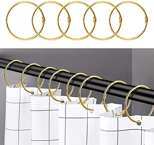 WEKIWGOT 24 pezzi Anelli per Tenda da Doccia in Acciaio Inox, Ganci per Tende, Facili da Installare, con Diametro Interno di 50mm, Adatti per Tende da Doccia e Tende per Finestre (Oro)