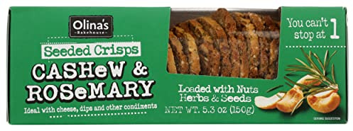 Olina's Bakehouse Cashew & Rosemary Seed Seeded Crisps, 5.3 Ounces (Pack Of 12)
