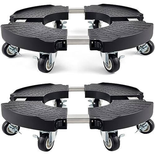 TreeGun 2 Pack Plant Caddy with Wheels Heavy Duty, Plant Trolley with 8 Lockable Casters, Plant Stand with Wheels Heavy Duty Adjustable 15-21, 330lbs Capacity for Large Plant/Flower Pot