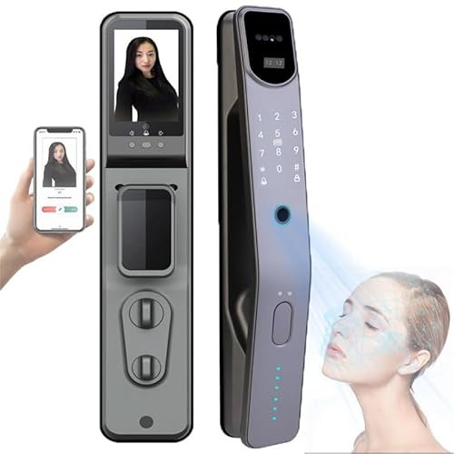 VACSAX Fully Automatic Home Password Lock Fingerprint Lock, Fingerprint Wifi Door Look, Smart Door Lock - 3D Face Recognition, Tuya/Smartlife App, Doorbell Full Aluminum Alloy