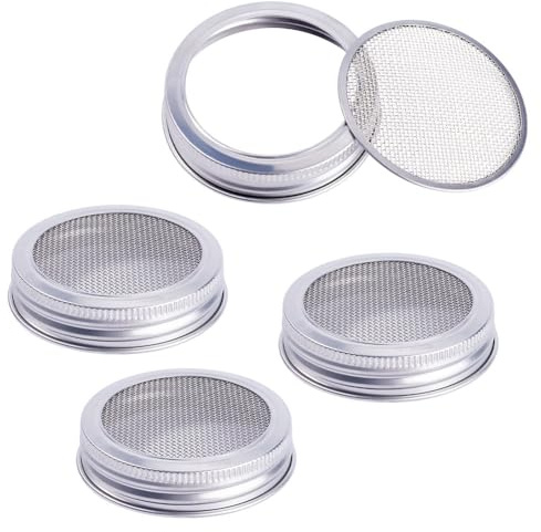 GORGECRAFT 4 Set Sprossendeckel Saatgut-Sprossenglas-Deckel Edelstahl Für Einmachgläser Mit Breiter Öffnung Einmachen von Saatgut Sprossen Luzerne Salat Sprossen Deckel Sieb Blumen-Einsatzdeckel