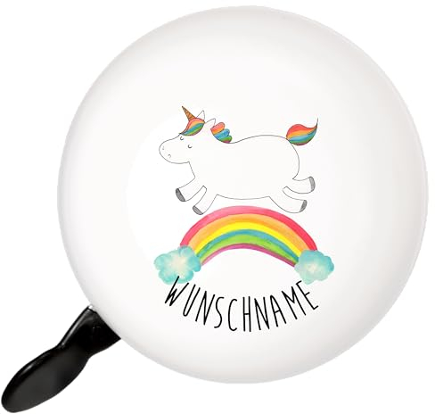 Mr. & Mrs. Panda Personalisierte Fahrradklingel Einhorn Regenbogen - Geschenke, Mit Namen, Fahrradglocke, Unicorn, Glitzer, Einhornpower, klingel personalisiert, Erwachsenwerden