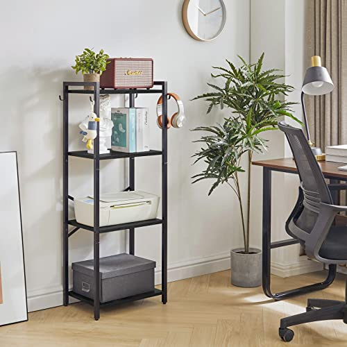 YMYNY Bücherregal, 4-stöckiges Aufbewahrungsregal, Pflanzenregal, Aufbewahrungsregal mit Stahlrahmen, für Wohnzimmer, Büro, Arbeitszimmer, Flur, Industriestil,Schwarz HBC004B