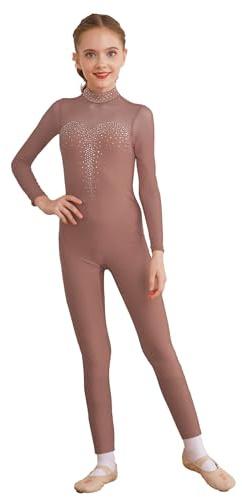 Freebily Body da Ginnastica Artistica Bambina Leotards Bodysuit Marrone 5-6 anni