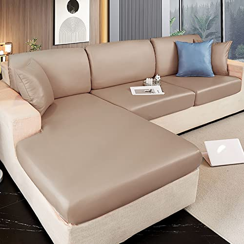 BK&MF Sofa Sitzkissenbezug,Sitzkissenbezug aus Kunstleder Stretch Wasserdichter Sitzkissenschutz, Elastischer Kissenbezüge, Husse Überzug Bezug,E,2 Seater