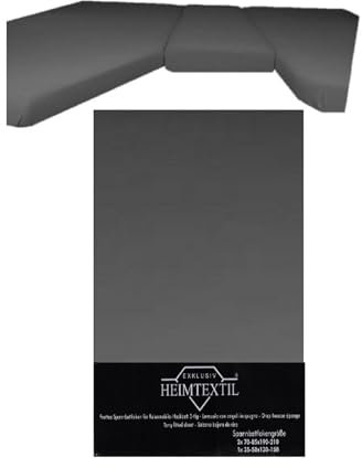 EXKLUSIV HEIMTEXTIL Frottee Spannbettlaken für Wohnmobile 3-teilig 2 Längsbetten + 1 Mittelteil 80% Baumwolle, 20% Polyester Öko - Tex Zertifiziert, Markenqualität, Steghöhe 20 cm, Anthrazit
