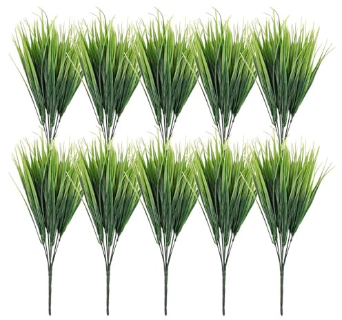 Faux Grass Plant, Fake Grass Plant,10st Vivid Artificiellt högt gräsväxtvete för utomhusbruk | Dekorativa vetegräsgrönska buskar, multifunktionell gröna växtdekor för, trädgård, balkong
