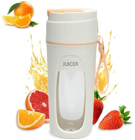 CHANGLKJ Mini Licuadora De Jugo Personal, Batidora De Frutas Recargable Portátil, Vaso Exprimidor Portátil De 340 Ml con 8 Cuchillas, Mezcla De 40 Segundos Rápida Y Fácil De Limpiar, para Desayuno