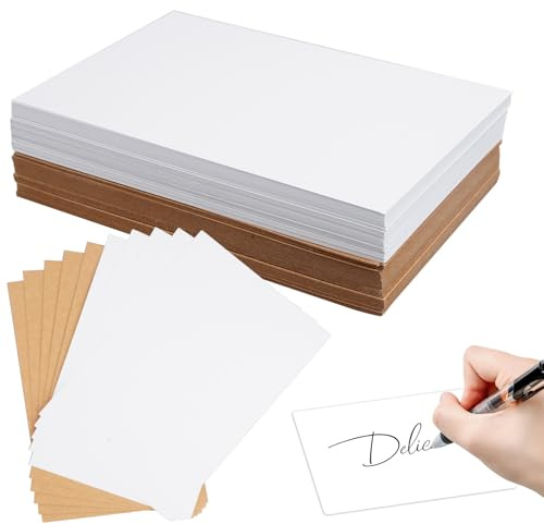 120 Piezas A6 Tarjetas de Papel Kraft, Cartulina Kraft Blanco Tarjetas Estudio 14,5 X 9,5 Cm, Tarjetas Postales en Blanco para Tarjetas de Felicitación de Bricolaje, Invitaciones de Boda, Invitaciones