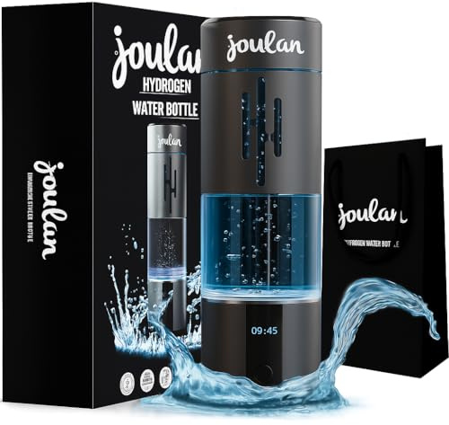 Joulan Hydrogenated Water Bottle Generator Glass & Stainless Steel 4500 PPB | SPE & PEM Water Ionizer | Portable Rechargeable Hydrogen Water Bottle for Healthy Hydration