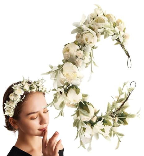 Corona de hada de flores, corona de flores para el cabello, decoración de fiestas festivas, corona de flores artificiales ajustable, accesorio de fotos para mujeres y niñas