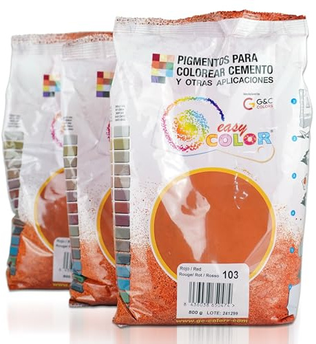 KITS tres bolsas 800g. Pigmento Easy Color Rojo 103 para cemento, mortero y hormigón. Pintura al oleo para artistas.