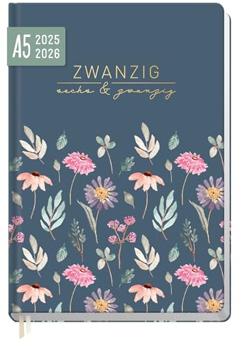 Häfft-Timer 2025/2026 A5 (Aug 25 - Sep 26) Hardcover Schülerkalender Flying Flowers Schulplaner, Schülerplaner, Studienplaner, Semesterplaner - nachhaltig & klimafreundlich