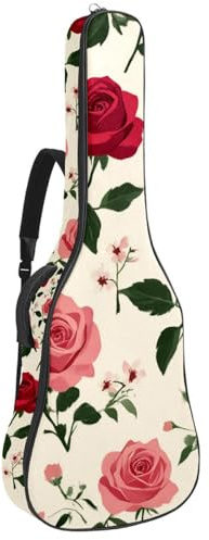 Gitarrentasche für Akustikgitarre, 101,6 cm, 101,6 cm, 106,7 cm, mit doppeltem verstellbarem Schultergurt und Schlaufe zum Aufhängen auf der Rückseite, Pink, Mehrfarbig 04, 42.9x16.9x4.7 in, Lässiger