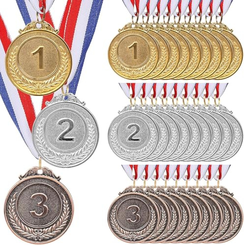 MALLOOM 30 Médailles en Or, Argent et Bronze – Médailles de vainqueur pour compétitions, fêtes, Style Olympique