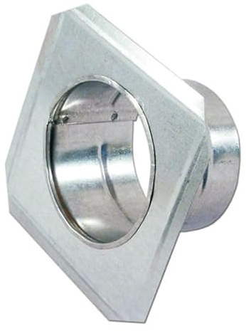 Wall Plate with Flange, 150mm Pipe Rosette, Galvanised Sheet Metal, Square Collar