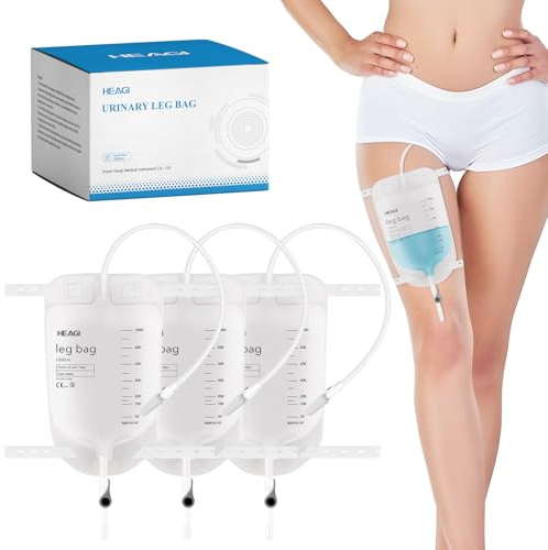 Heagimed 10 Pack Urine Bags, 1000mL/33.8oz, Catheter Leg Bags, 18 Tubing | Easy-Tap Leg Bag, Anti-Reflux Valve, Urinary Drainage Bag, Flip Drain Outlet, Foley Leg Bag for Men & Women