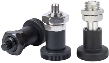 1 pièce M12 Goujon d'indexation à ressort de type réinitialisation/auto-verrouillage, goujon de positionnement, piston à bouton, diamètre de la tête du piston 6mm