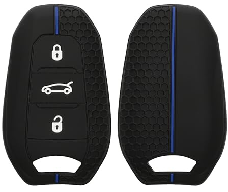 kwmobile Custodia Coprichiave Compatibile con Peugeot Citroen con 3 tasti Smartkey (Keyless Go) Cover - Copri Telecomando Chiave Auto - Copri Chiavi Macchina nero / blu