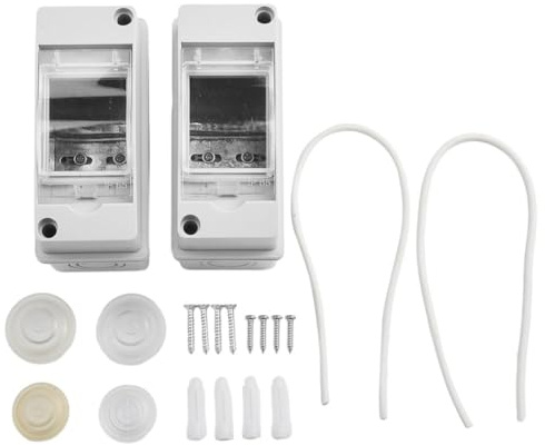 FUBESK 2-Pack IP65 Waterproof Small Distribution Box, 1 Row 2 Modules, Wall-Mounted ABS Enclosure for Outdoor Garden, Farm, Wet Room Circuits