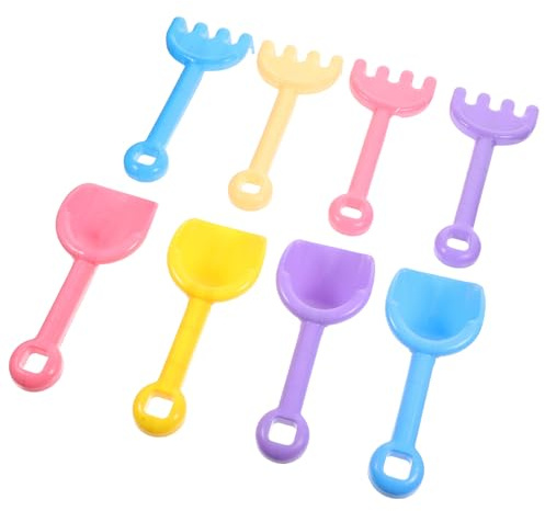 VICASKY Lot de 8 Pelles et Râteaux de Plage pour Garçon et Filles, Plastique Résistant, Couleurs Aléatoires, Jouets de Sable Amusants pour Bac à Sable, pour Jeux en Couleur Aléatoire