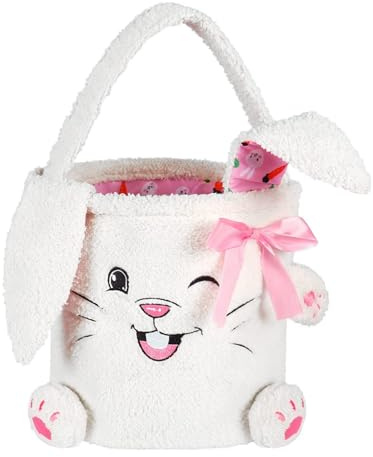 Yunvisty Easter Gifts For Kids Egg Baskets Plush Bunny Garden Party Favors Easter Eggs Hunt easter Goodies Goody Basket Fillers Stuffers For Egg Hunts Spring Decor And Gift Basket For Boys And Girls
