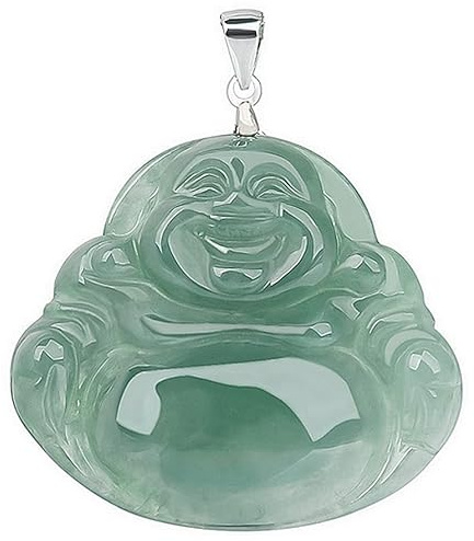Halsband för kvinnor,Natural Grade Jadeite Oil Green Buddha Gong Maitreya Pendant Silverhalsband ice kind Jade