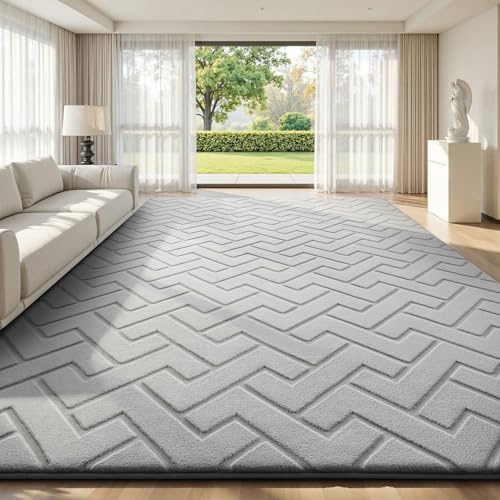 Treeboy Teppich Wohnzimmer 160x230 Waschbarer Teppiche Kinderzimmer Grau | 3D Z-förmiges Hoch-Tief teppiche Gegend, Weich Flauschige Carpet Kurzflor Rutschfester für Schlafzimmer,Kinderzimmer mädchen