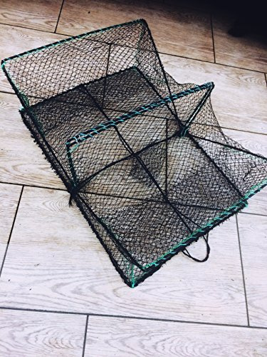 Machermann Nr. 30A Plattfischreuse, Krebsreuse, Krabbenreuse 60cm x 43cm x 22cm,Fischreuse, Reuse, Plattfischkorb, Faltreuse, Köderfischreuse