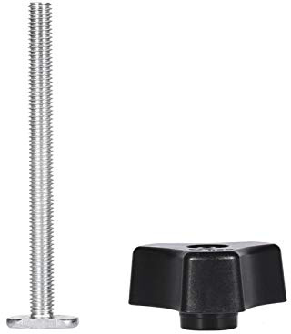 Akozon T-Slot Clamp,Metal Quick Acting Niederhalterklemmen Set 8mm für T-Nut T- Holzbearbeitungswerkzeug(T Schraube + M8 Kunststoffgriff)