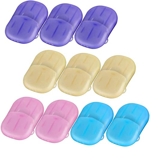 Incutex 10x boxes Soap Sheets, Portable Disposable Paper Hand Wash Foaming Soap Flakes for Kitchen Toilet Outdoor Travel Hiking Camping (total 200 leaves)