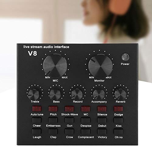 Wendry Carte Son, Carte de Changement de Voix, 112 Types de Carte Son Externe en Direct Audio V8 Audio électro-Acoustique, Diffusion en Direct d'ordinateur Bluetooth de deuxième génération