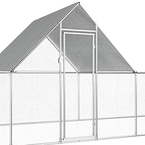 Tidyard Hühnerkäfig Hühnerstall Nistkasten Kleintierstall Geeignet für Huhn, Henne, Ente, Gans Mit einem wasserfesten Dach, Hühnerhaus Verzinkter Stahlrahmen,Silbern