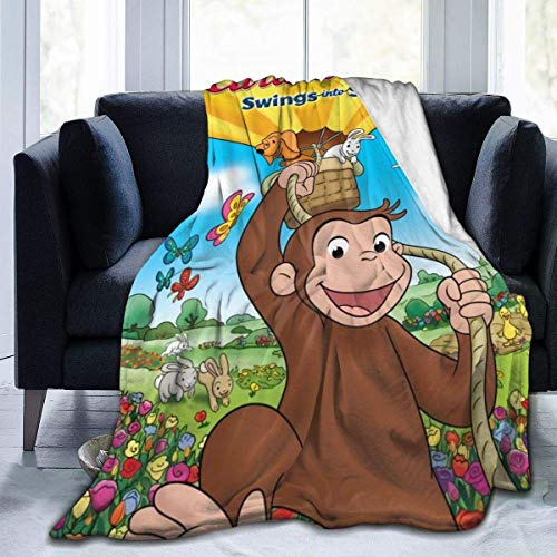 Hdadwy Coperte Curious George Coperta super morbida calda in pelliccia sintetica Coperta in micro pile ultra morbida Doppia, calda, leggera, adatta agli animali domestici, coperta per letto di casa, d