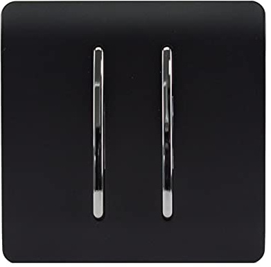 Trendi 2 Gang 3 way (Intermediate) 240V Screwless Raised Front Plate Plastic Artistic Modern Glossy 10 Amp Chrome Rocker Double Electrical Wall Light Switch Matt Black - ART-SS99MBK